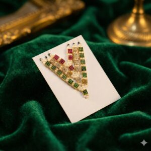 वल्लभ राजसी त्रिसेर रजत चौरस माला – हीरा, पन्ना एवं माणिक जड़ित महाश्रृंगार